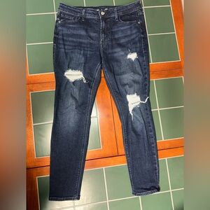 Old Navy Mid-Rise Rockstar Super skinny Distressed Blue Jeans size 12